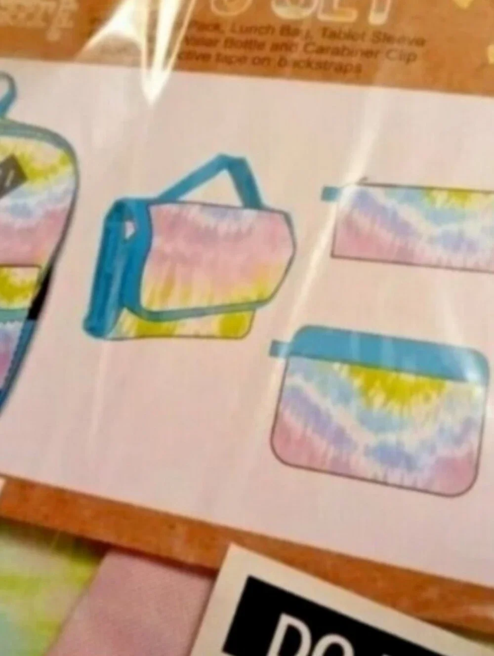 Kids Tie-Dye Pastel Backpack and Lunch 5 Piece Set NWT $40